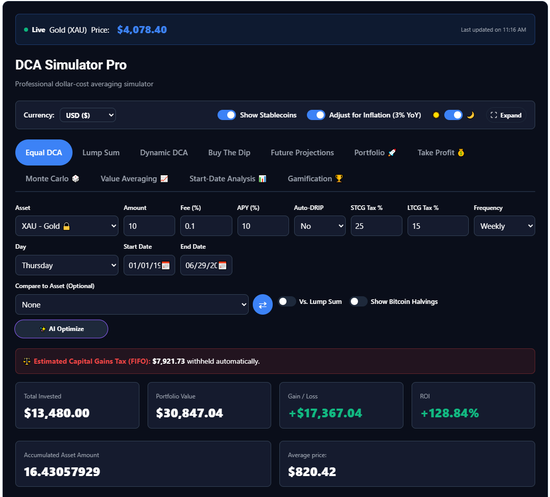 DCA Simulator Dashboard