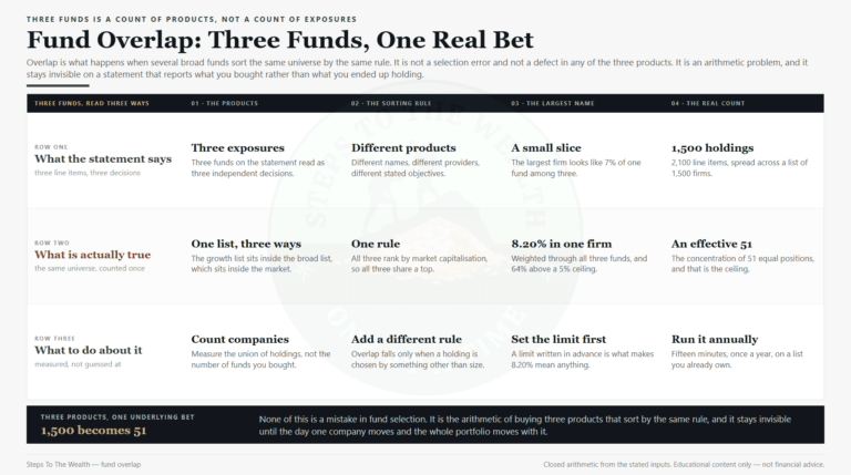 Fund overlap: three index funds sorted by the same rule, and the single bet underneath them
